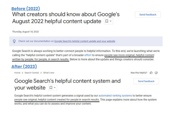 Google Helpful Content Update Before and After